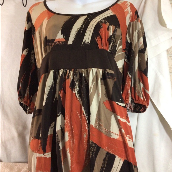 Woman’s Sz 2XL ORANGE USA 1/4 Slv Multicolor Shirt - Picture 3 of 11